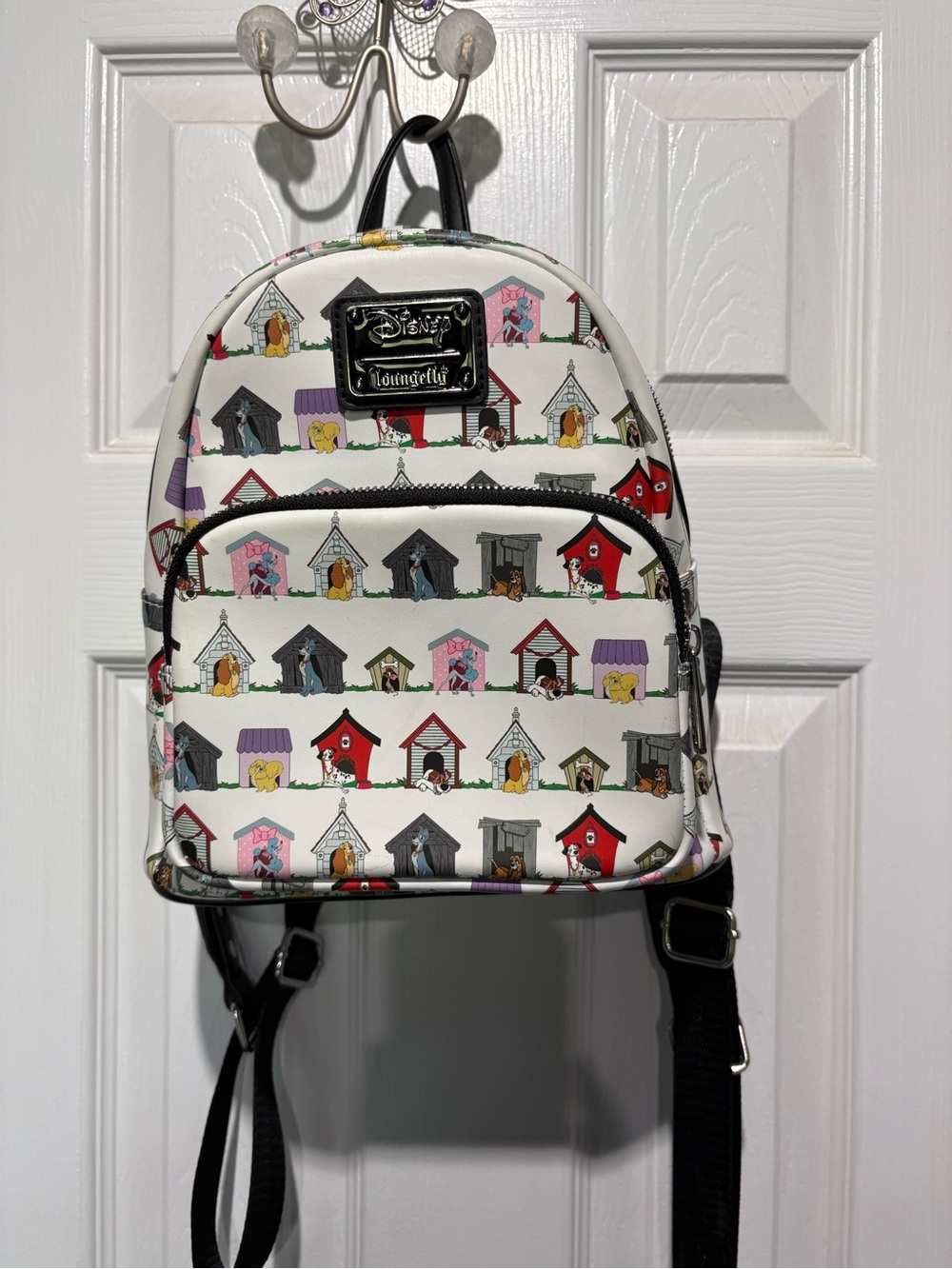 Loungefly Disney Backpack with Multicolor Dogs in Doghouses Print